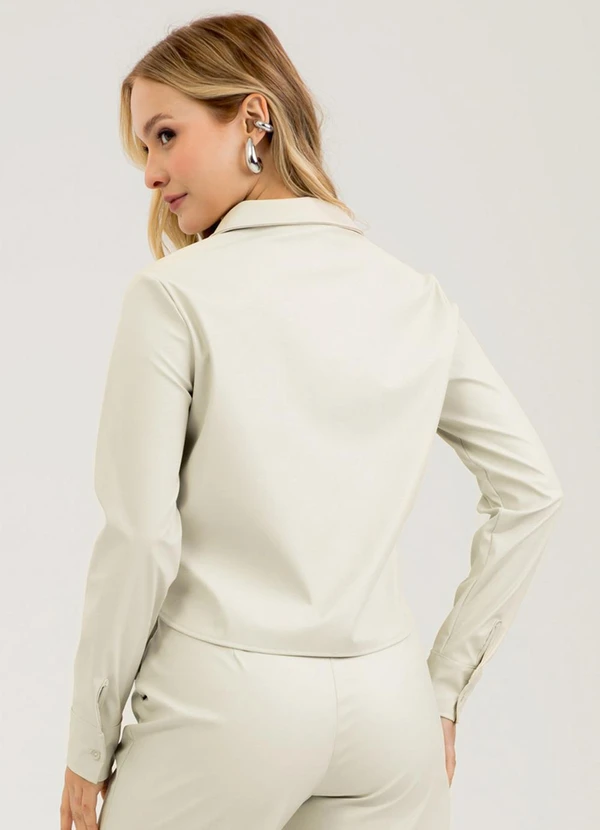 Camisa em Material Sintetico Bege - CATIVA