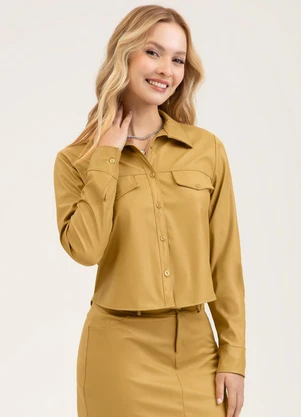 Cativa - Camisa em Material Sintético  Caramelo - CATIVA