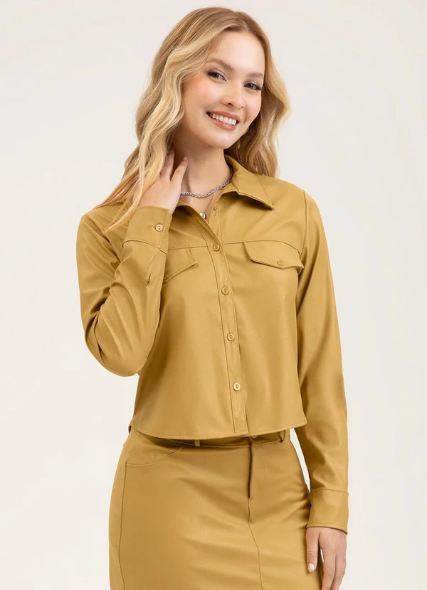 Cativa - Camisa em Material Sintético Caramelo
