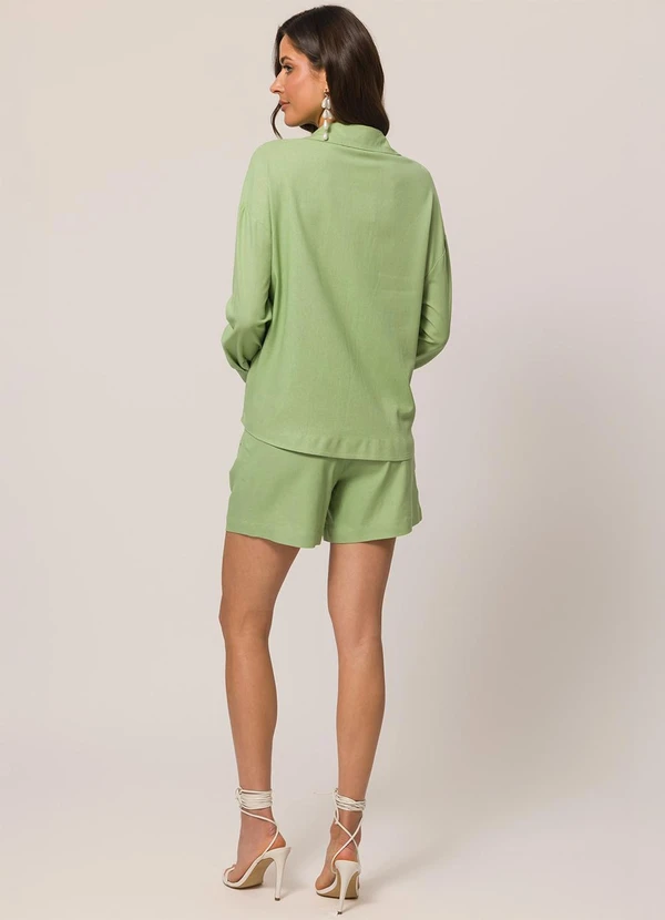 Doce Trama - Camisa em Plano Linen com Botões Verde 4