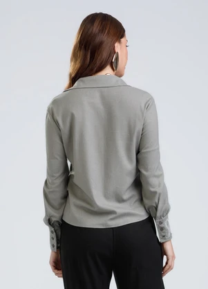 Gris - Camisa em Tecido com Linho Cinza - GRIS
