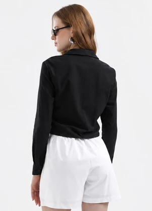Cativa - Camisa em Tecido Leve Texturizado Preto - CATIVA