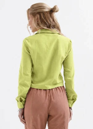 Cativa - Camisa em Tecido Leve Texturizado Verde - CATIVA