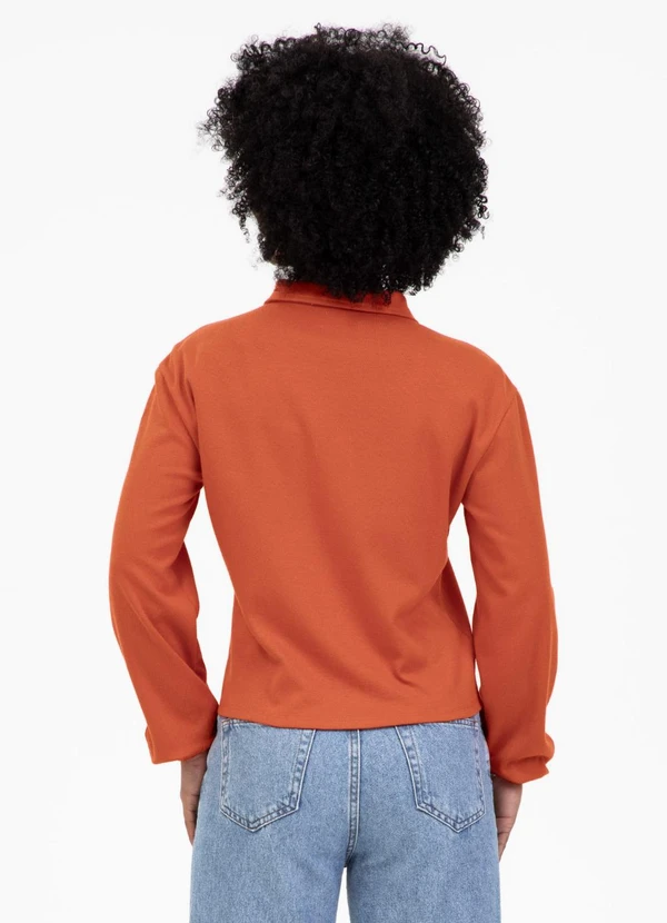 Camisa em Tecido Texturizado Laranja - HABANA