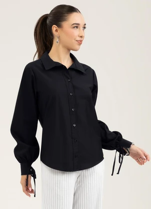 Cativa - Camisa em Tricoline  You Preto - CATIVA