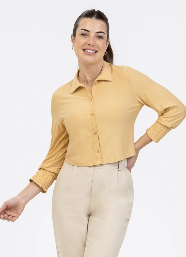 Habana - Camisa em Viscose Amarelo Claro