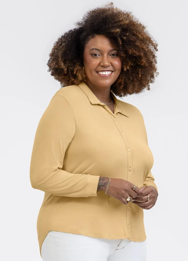Habana - Camisa em Viscose Amarelo Claro