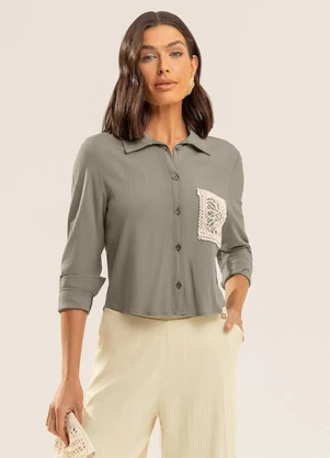 Gris - Camisa em Viscose  Cinza - GRIS
