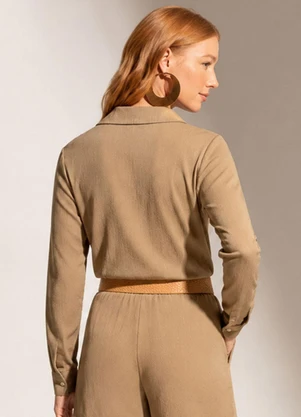 Gris - Camisa em Viscose com Bordado a Laser Marrom - GRIS
