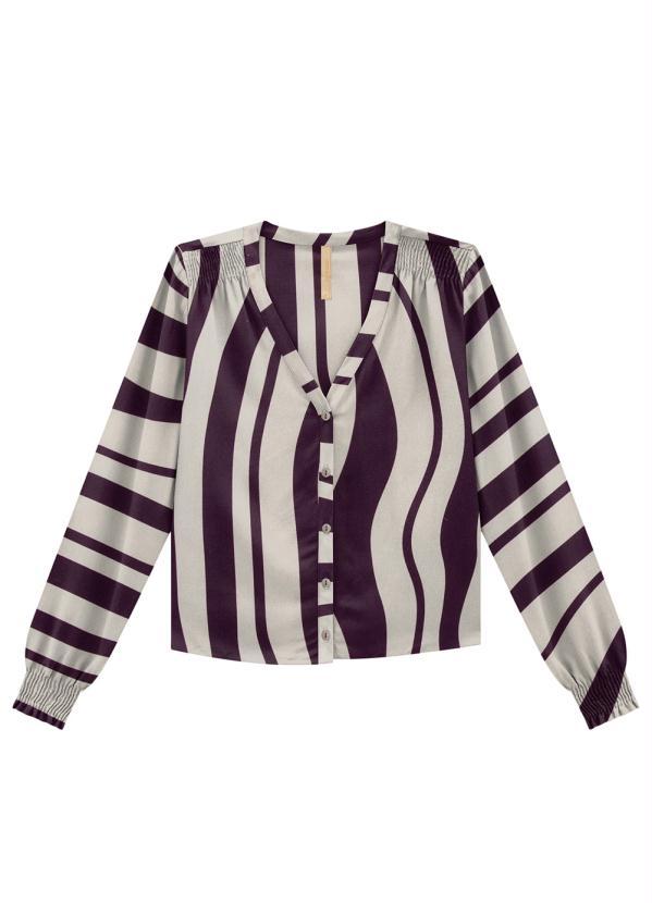 Lunender - Camisa em Viscose com Detalhe Ombros Roxo