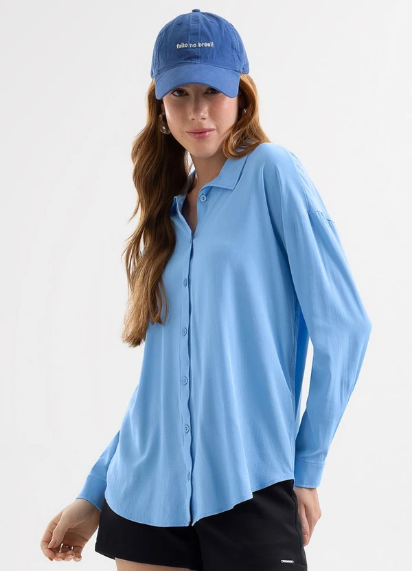 Cativa - Camisa em Viscose com Elastano Azul