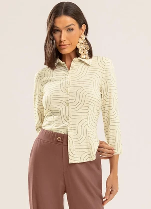 Gris - Camisa em Viscose com Elastano Bege - GRIS