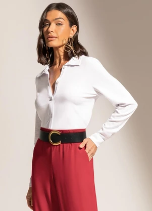 Gris - Camisa em Viscose com Elastano Branco - GRIS