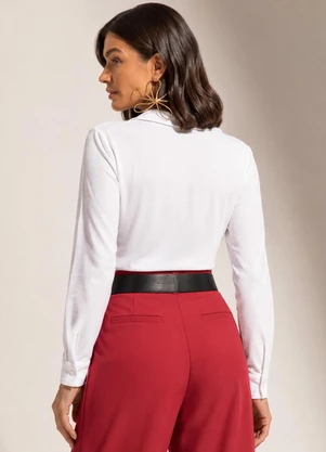 Gris - Camisa em Viscose com Elastano Branco - GRIS