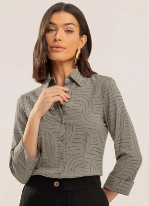 Gris - Camisa em Viscose com Elastano Cinza - GRIS