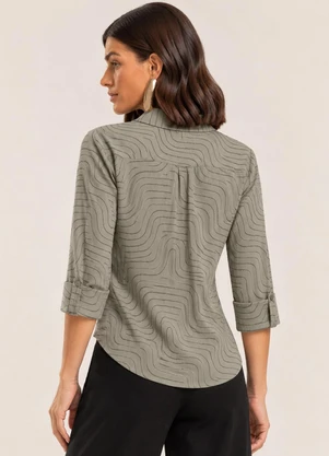 Gris - Camisa em Viscose com Elastano Cinza - GRIS