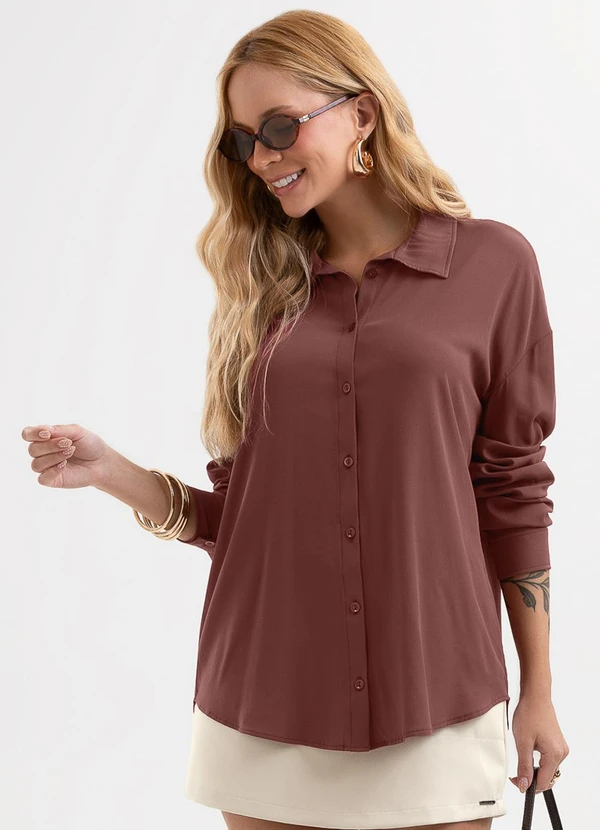 Cativa - Camisa em Viscose com Elastano Marrom