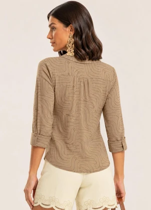 Gris - Camisa em Viscose com Elastano Marrom - GRIS
