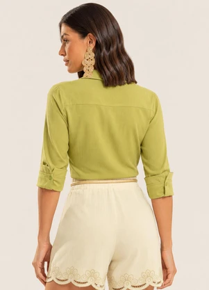 Gris - Camisa em Viscose com Elastano Verde - GRIS