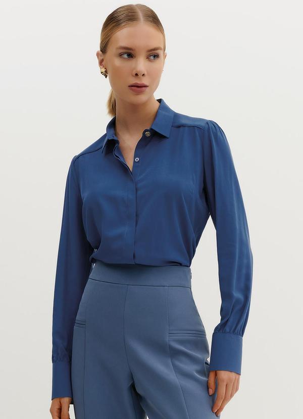 Principessa - Camisa em Viscose com Filetes nos Ombros Glaucia Azul 1