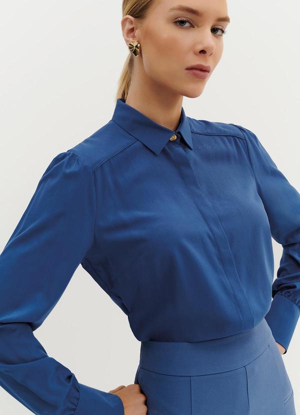 Principessa - Camisa em Viscose com Filetes nos Ombros Glaucia Azul 6