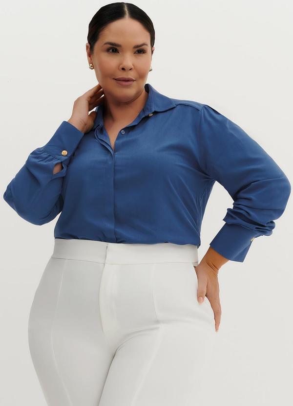Principessa - Camisa em Viscose com Filetes nos Ombros Glaucia Azul 7