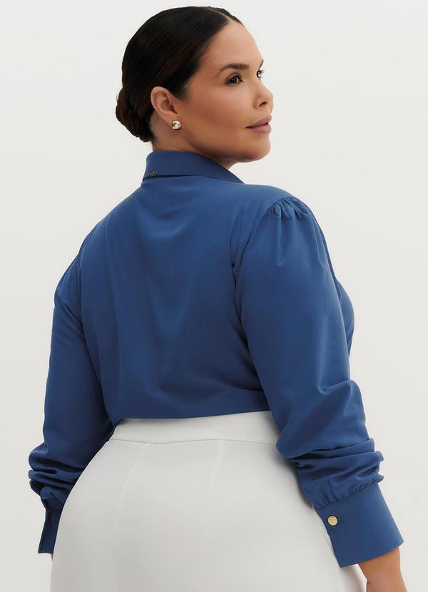 Principessa - Camisa em Viscose com Filetes nos Ombros Glaucia Azul 8