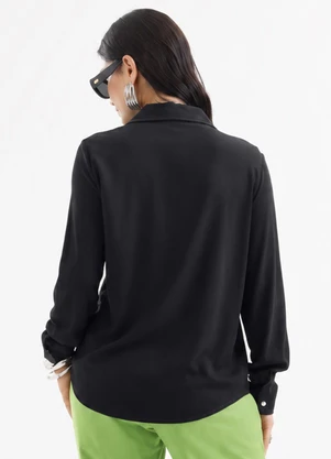 Cativa - Camisa em Viscose Creponada Leve Preto - CATIVA