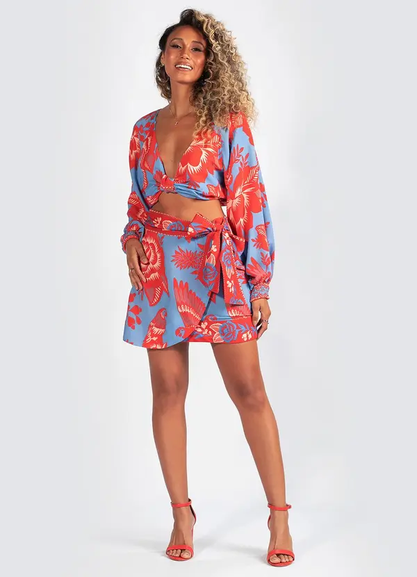 Farm - Camisa em Viscose Mania de Caju Azul 3