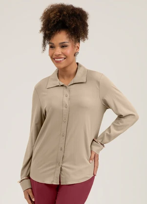 Cativa - Camisa em Viscose  Marrom Claro - CATIVA