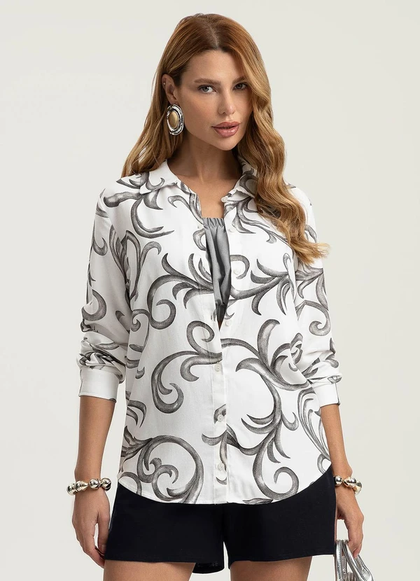 Gris - Camisa em Viscose Preto 1