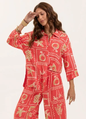 Cativa - Camisa em Viscose Sarjada Vermelho - CATIVA