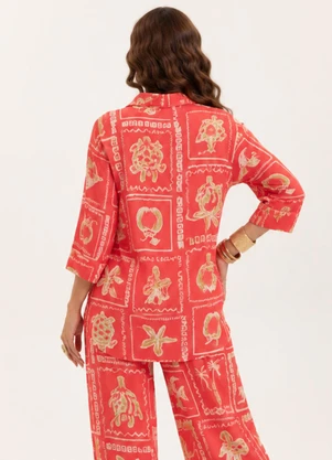 Cativa - Camisa em Viscose Sarjada Vermelho - CATIVA