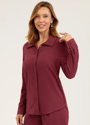 Cativa - Camisa em Viscose  Vermelho Escuro - CATIVA
