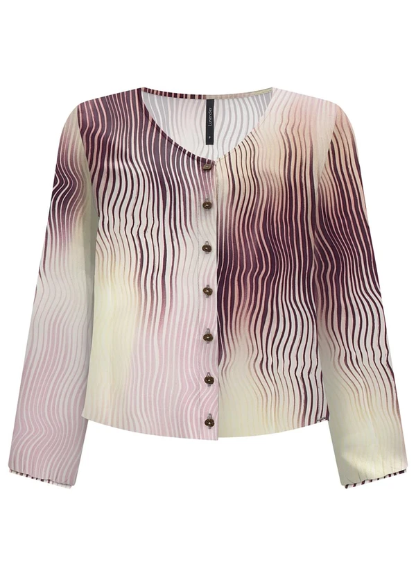 Lunender - Camisa Estampada com Decote em V Roxo