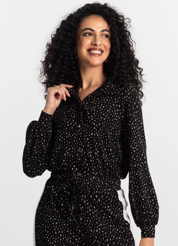 Rovitex - Camisa Estampada Feminina Preto