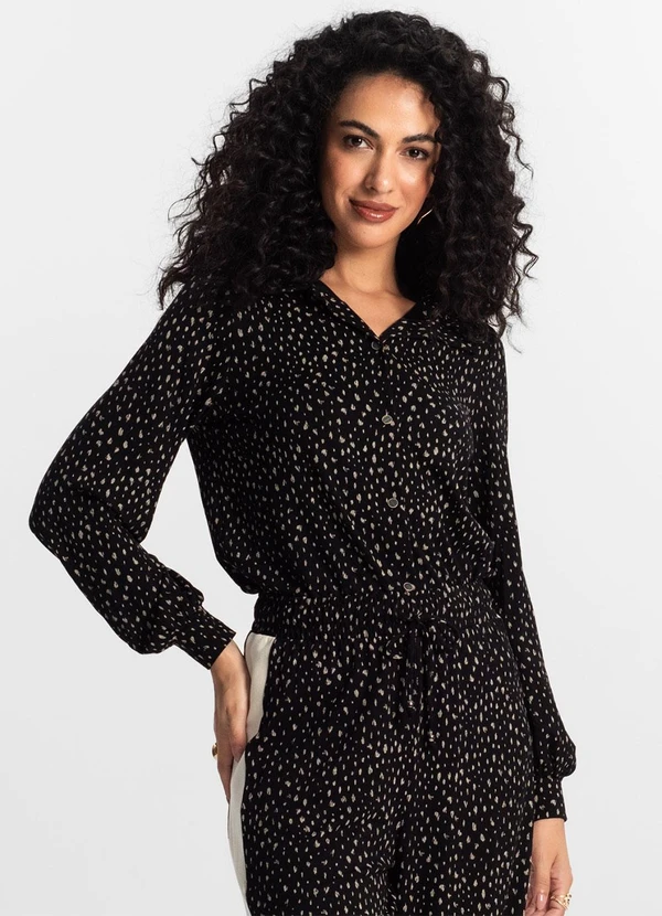 Rovitex - Camisa Estampada Feminina Preto 4