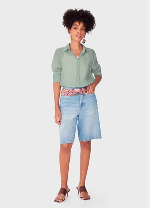 Enfim - Camisa Femina Tradicional em Liocel Verde Menta - ENFIM