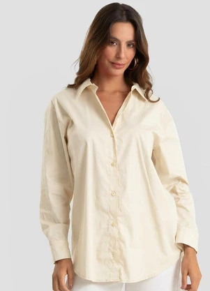 Dianna - Camisa Feminina Aberta e Laços nas Costas Bege - DIANNA