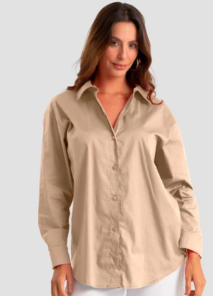 Dianna - Camisa Feminina Aberta e Laços nas Costas Bege - DIANNA
