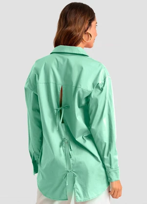 Dianna - Camisa Feminina Aberta e Laços nas Costas Verde - DIANNA