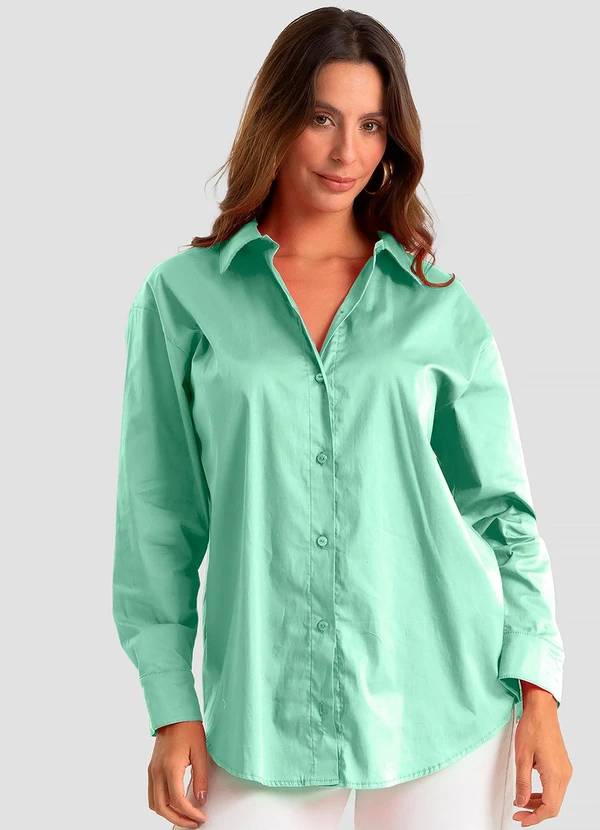 Dianna - Camisa Feminina Aberta e Laços nas Costas Verde