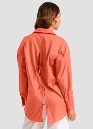 Dianna - Camisa Feminina Aberta Laços nas Costas Laranja - DIANNA