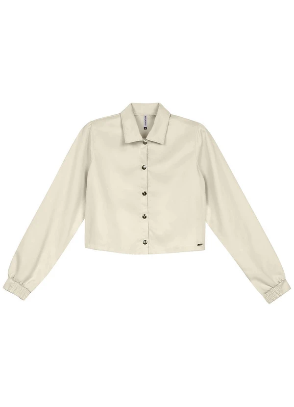 Marialícia - Camisa Feminina Alfaiataria com Botões Bege 3