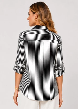 Rovitex - Camisa Feminina Alongada em Viscose Azul - ROVITEX