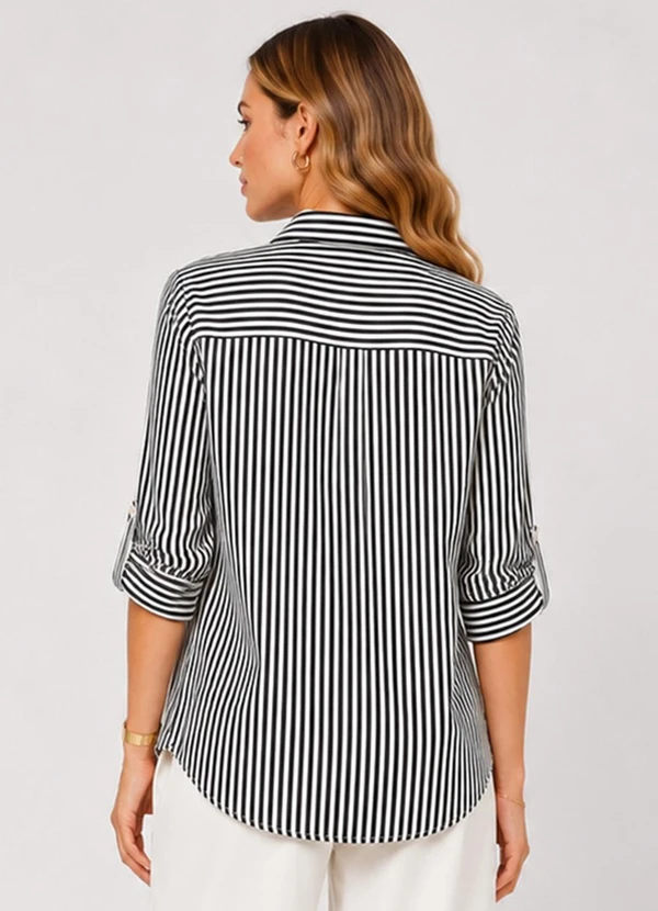 CAMISA FEMININA ALONGADA EM VISCOSE AZUL - ROVITEX