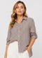 Rovitex - Camisa Feminina Alongada em Viscose Azul - variação: Marrom