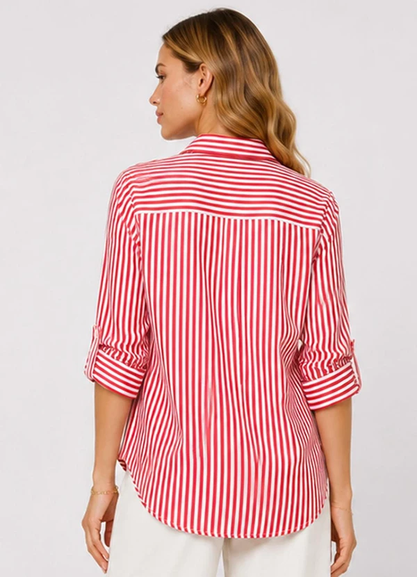 CAMISA FEMININA ALONGADA EM VISCOSE VERMELHO - ROVITEX