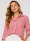 Rovitex - Camisa Feminina Alongada em Viscose Azul - variação: Vermelho