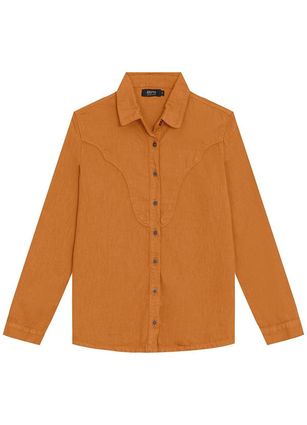 Enfim - Camisa Feminina Ampla em Sarja Marrom 3